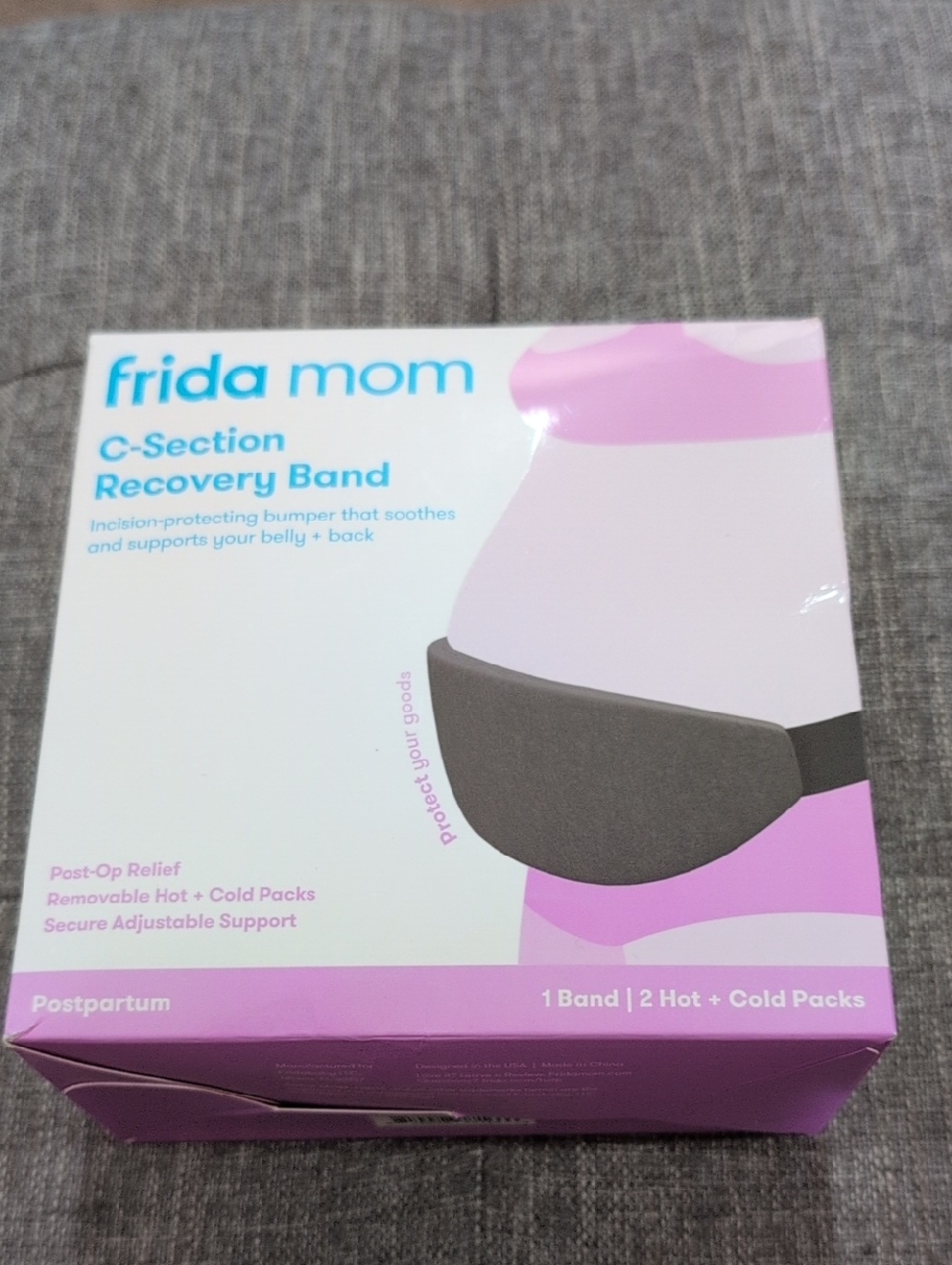 Frida Mom C-Section Recovery Band in Gray & Pink